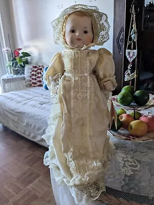 Vintage Heritage COLLECTION Porcelain Infant Girl CHRISTENING Standing DOLL Tags • $38