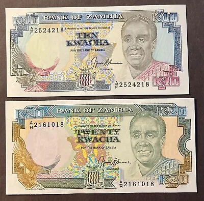 $2.19 • Buy Zambia 10 And 20 Kwacha Banknote Uncirculated Crisp Note