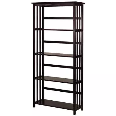 Casual Home Etagere Bookcase Solid Espresso Wood Construction Open Back 4-Shelf • $125.44