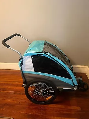 Veelar Bike Trailer & Stroller 2 In 1 Double Seat For Toddlers Kids  Child • $99.99