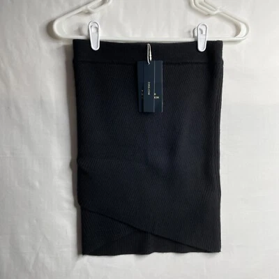 $9.50 • Buy New Zara Womens Small Black Knit Bodycon Skirt High Waisted Fitted Front Cross S