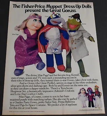 1982 Print Ad Fisher Price Muppets Gonzo Miss Piggy Kermit Toy Dolls Dress Up • $17.98