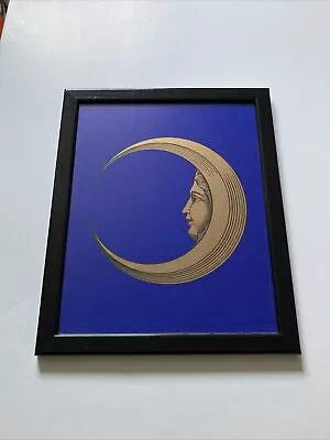 VINTAGE PIERO FORNASETTI MOON PRINT - FRAMED - RARE - GOLD DETAILS -38cm X 32cm • $186.50