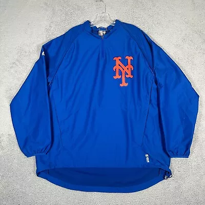 Majestic New York Mets Jacket Mens XL Blue 1/4 Zip Pullover Baseball Cool Base • $34.99