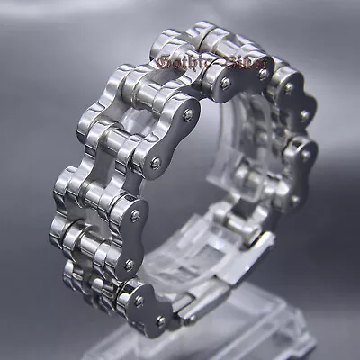 Heavy Chunky Motorcycle Bike Chain Mens Bracelet Stainless Steel Huge Biker 22mm • $26.09