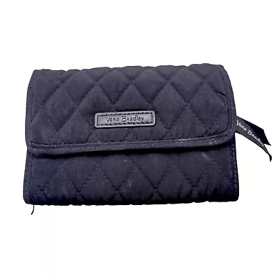 Vera Bradley Dark Blue Navy Black Quilted Trifold Compact Wallet Microfiber • $10