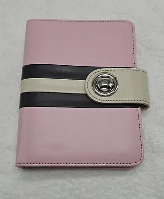 Franklin Covey 365 Pink Brown Stripes Turn Lock Compact Planner Cover 5.5”x 7.5” • $23.99