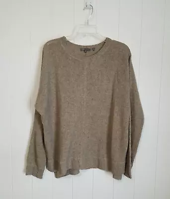 Vince Sweater Womens Medium Light Brown Yak Wool Blend Knit Crew Neck Solid*Flaw • $21.37