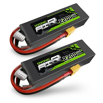 2X OVONIC 2200mah 3S Lipo Battery 11.1V 25C XT60 For RC Helicopter Airplane JET • $45.99