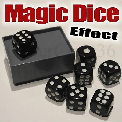 Magic Dice Trick 7 Black Die & Box Amazing Miracle Number Change Predict Effect • £15.99