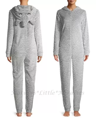 Zebra Womens One Piece Pajama Union Suit Animal Print Size XS-L Gray Costume NWT • £28.59