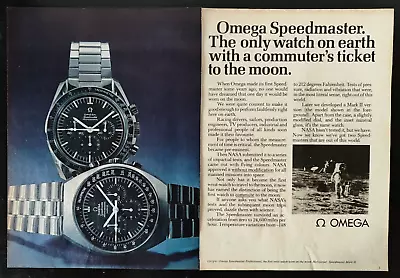 Watch Omega Speedmaster Astronauts Mark II Advertising 2 Pages 1972 Original • $137.80