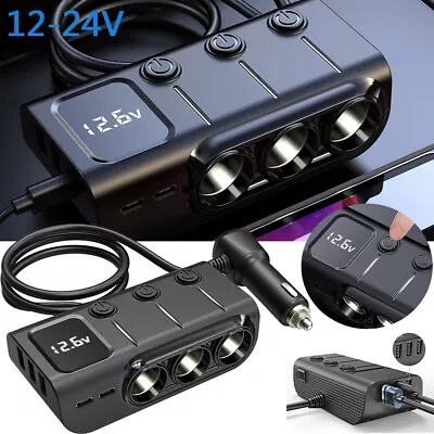 3 Way 12V 24V Multi Socket Car Cigarette Lighter Splitter USB Charger Adapter AU • $10.89