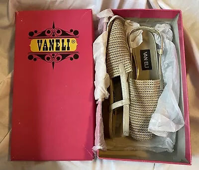 VanEli Janet Crochet Slip On Slingback Beige Sandals Shoes Size 7 M W/box • $17.95