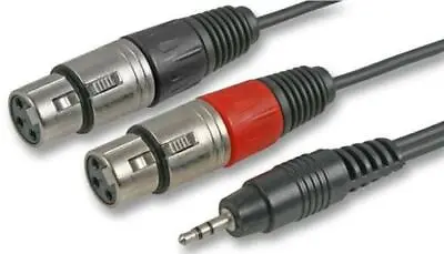 Dual XLR Cable 3.5mm Stereo Jack Plug To 2x XLR Female Sockets Audio Lead 1m 3m • £9.49