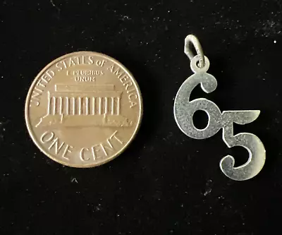 Vintage 925 Sterling Silver Numeric 65 Sixty-Five Years Old Charm • $14.99