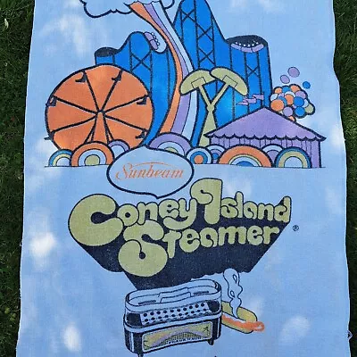 Vtg 1977 Coney Island Steamer Beach Towel Cannon Sunbeam Hippie Psychedelic 70's • $44.94