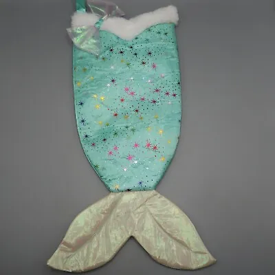 DanDee Mermaid Tail Holiday Stocking Iridescent Shimmer Glitter Turquoise Blue • $10.44