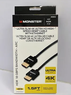 Monster Ultra Slim High Speed HDMI Cable W/ Ethernet  1.5 Ft. • $12