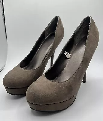 Mossimo Womens 7.5 Stiletto Heel Pumps Dress Taupe Faux Suede Shoe Casual Club • $35