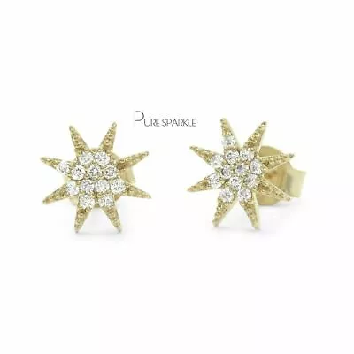 14K Gold 0.24 Ct. Lab-Created Diamonds Starburst Earrings Christmas Fine Jewelry • $349