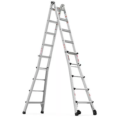 Aluminum Multi-Position Ladder With Wheels 300 Lbs Weight Rating 22 FT • $354