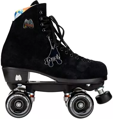 Moxi Lolly Black Suede Leather Quad Fashion Roller Skates • $299.99