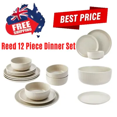 $34.75 • Buy 12 Piece Dinner Set 4 Dinner Plates 4 Side Plates 4 Bowls Beige Free Shipping AU