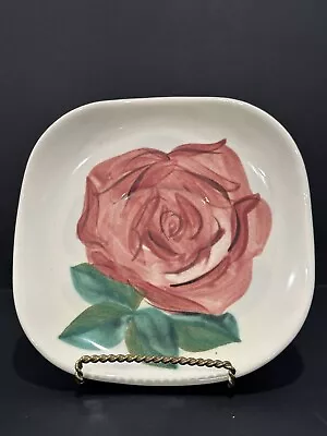 Vintage Red Wing Lexington Concord Rose Square Saucer Hand Painted • £11.58