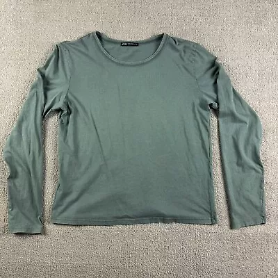 Zara Women’s XL Green Long Sleeve Crewneck Top Blouse Shirt • $10.99