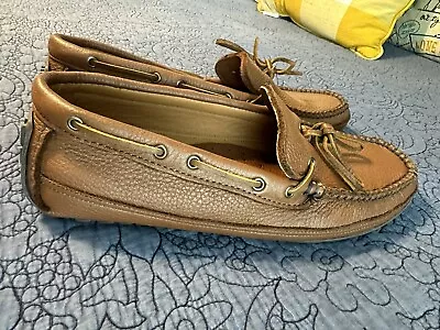 Minnetonka Mens Brown Moosehide Leather Loafers Driving Shoes Moccasins Size 12 • $18.79