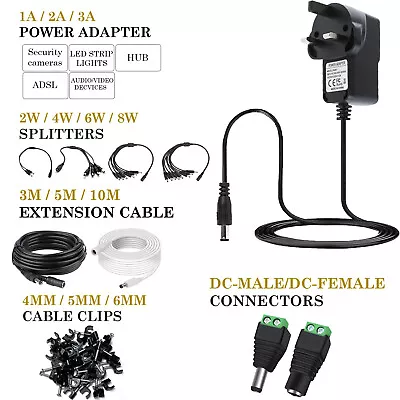 12V 1A/2A/3A AC To DC Adapter Charger Power Supply LED Light Camera Cables CCTV • £2.55