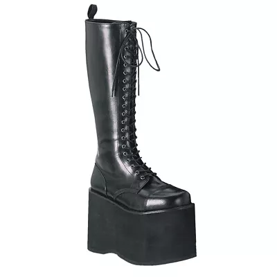 DEMONIA Men's Black 5  Goth Punk Cyber Platform Lace Up Knee Boot Shoes MEGA-602 • $110.95