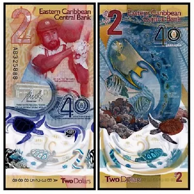 2023 East Caribbean 2 Dollar Polymer Banknote UNC P61 NEW • £3.76