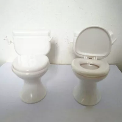 1:12 Scale Dollhouse Miniatures Toilet White Pink Plastic Bathroom Kids Toy Accs • $3.65