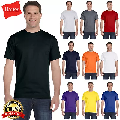 Hanes Men's ComfortSoft 100% Cotton Lay Flat Collar Blank T-Shirt 5280 S-4XL • $7.57
