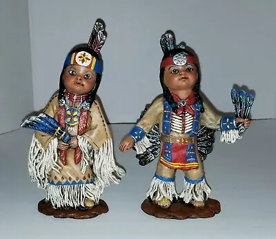 ~Ceramic Native Indian Pair Figurines~ Perfect Detailed Beautifully Handpainted~ • $32.98