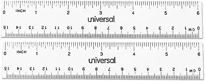 UNV59025 6 In. Long Standard/Metric Plastic Ruler - Clear (2/Pack) • $6.99