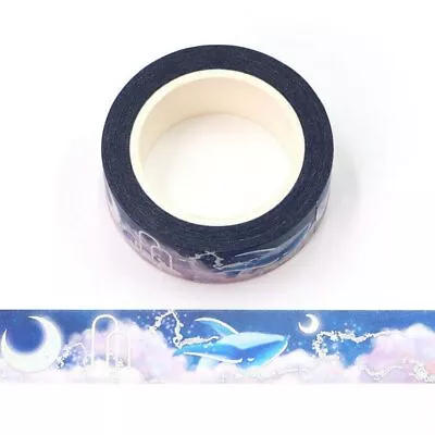 Dream Whale Holographic Silver Foil Washi Tape Decorative 15mm X 10m • £3.74
