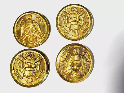 FINE QUALITY Button Co Brass Overlay Eagle 4~US Army Military Jacket Buttons-VIN • $40
