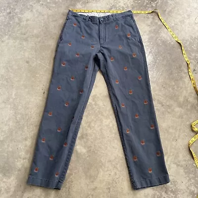 J.Crew Pants Sz 32 Blue Chino Broken In Regular Fit All Over Embroidered Crests • $19.88