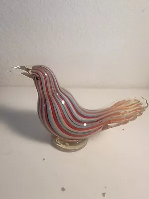 Hand Blown Glass Murano Art Style Dove Bird Figurine 9 Inches Long Colorful • $47.99