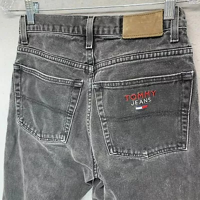 Vtg Tommy Jeans Mens 90s Baggy Loose Tapered Faded Black Grunge Jeans 28x32 • $40