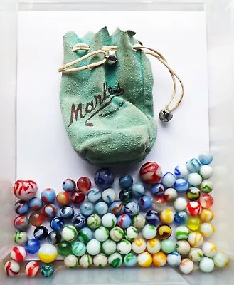 Lot Of Older Playing Marbles With Bag • $11.50