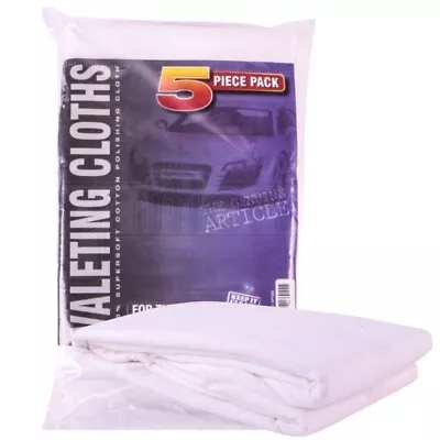 5 X Car Valeting Lint Free Cloths 100% Super Soft Cotton Polishing Cleaning Wash • £5.49