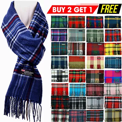 Winter Unisex 100% Cashmere Plaid Scotland Made Solid Striped Scarves Wool Scarf • $7.69