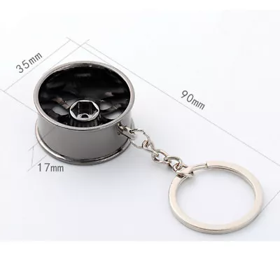 Creative Wheel Hub Rim Model Car Key Chain Cool Gift Man's Keychain Gun Black • $11.35