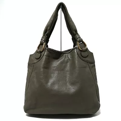 Auth SAZABY - Gray Beige Leather Shoulder Bag • £90.64