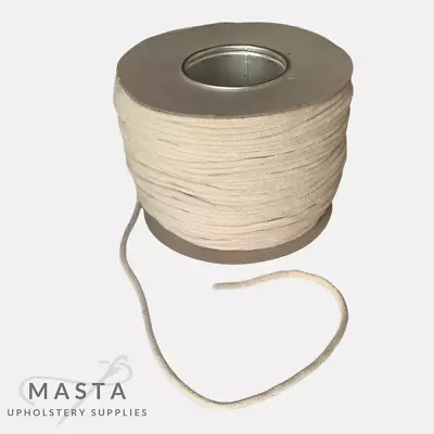 Braided Cotton Piping Cord 5mm White Upholstery 5m 10m 25m 50m 100m Full Roll • £43.99