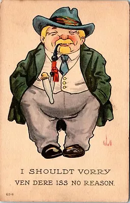 Fat Dutch Man Vintage Comic Postcard Smoking Pipe Signed Bernhardt Wall 1913 QR • $8.49